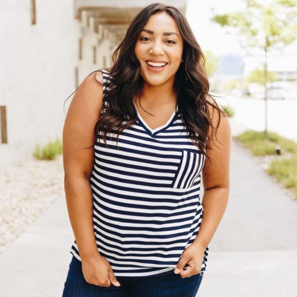 Nautical Stripe V-Neck Top